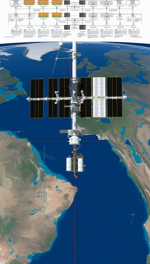 A Large Satellite, Possibly A Space Station, Floating In The Sky Above The Earth