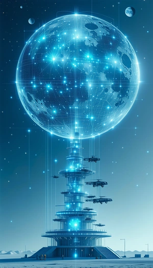 In The Image, There Is A Large Blue Globe With A Multitude Of Small Blue Objects On It