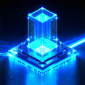 Quantum computer with blue light glow
