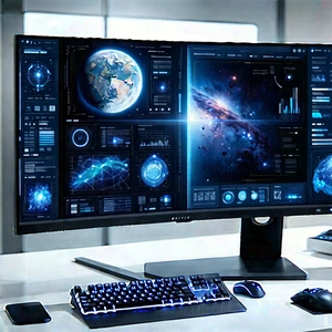 Futuristic digital workspace