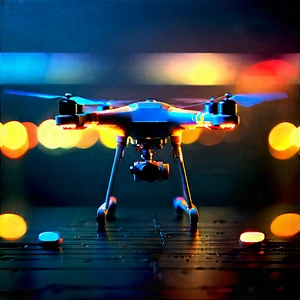 Drone With Data Visualization With Small Blue