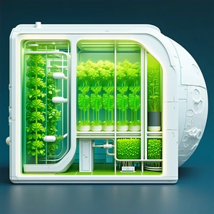 A Futuristic Greenhouse With A Large Number Of Plants Growing Inside