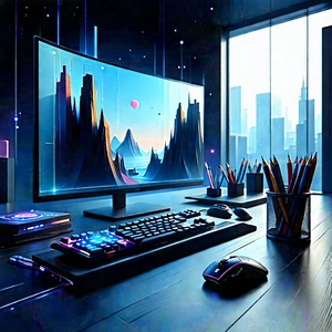 Entertainment Technology In (design:1.48) Studio With Computer Desk
