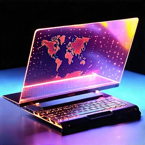 Laptop With Glowing Screen With Laptop Computer