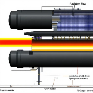 The Image Is A Diagram Of A Large, Cylindrical Structure With A Red Beam Of Light Coming Out Of It