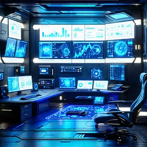Futuristic tech startup office