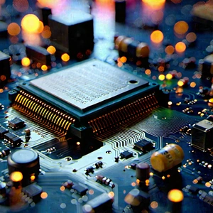 Close-up Of Electronic Circuit With Close-up Computer