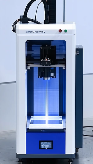 A Large, White Machine With A Blue Light On Top Of It