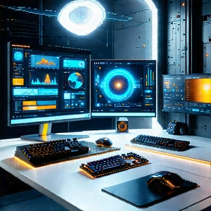 Futuristic digital workspace
