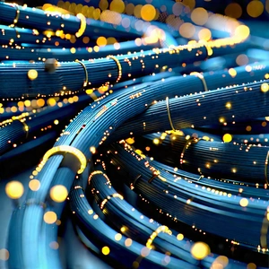Close-up Of Fiber Optic Cables With Close-up Large