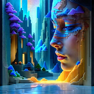 Tablet with digital artwork