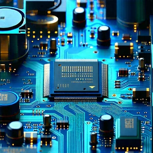 Tech Voxel Art: Close-up of electronic circuit