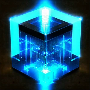Quantum Computer With Blue Light (glow:1.29) With Blue, Three-dimensional