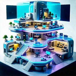 (futuristic:1.2) digital workspace