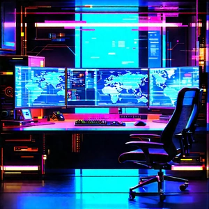 Futuristic digital workspace