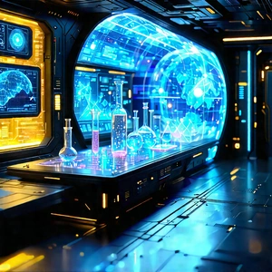 (futuristic:1.47) research laboratory