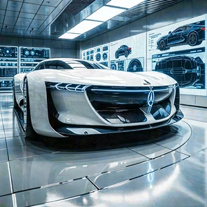 Tech Lithograph: Automotive Technology In Research Center With White Sports