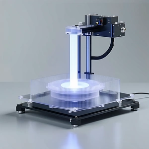 blue light shining clear plastic