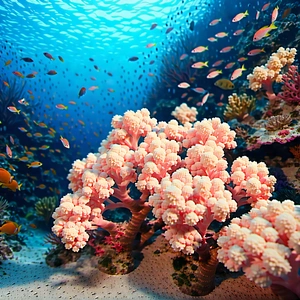 Nature Graphic Design: Coral reef in spring bloom