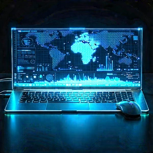 Educational Technology In Research Center With Laptop Computer
