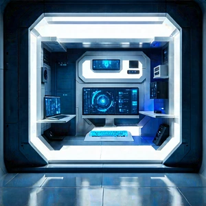 Futuristic tech startup office