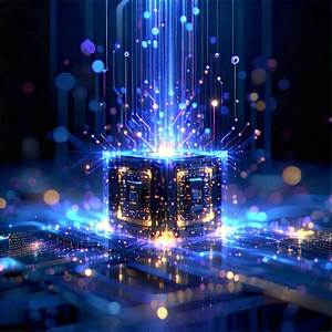 Quantum Computer With Data Streams With Image, There