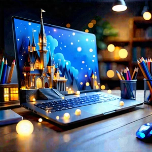 Educational Technology In Tech Office With Laptop Computer