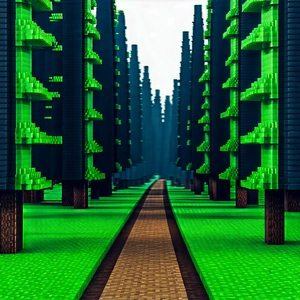 Nature Voxel Art: Path through pine forest
