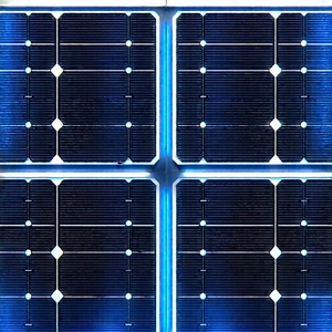 Solar panel with blue light glow