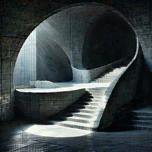 Abstract Brutalist Design: Time represented through flowing lines