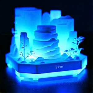 3d Printer With Blue Light Glow With Blue Light