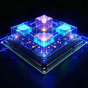 Quantum Computer With Holographic Projection With Close-up Computer