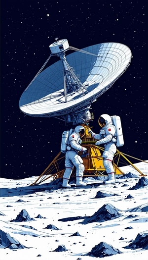 In The Image, There Are Two Astronauts Standing On The Moon, Working On A Spacecraft