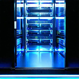 Server rack with blue light (glow:1.39)