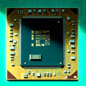 Close-up Of Microprocessor With Close-up Computer