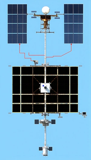 A Space Station With A Large Satellite Dish On Top Of It