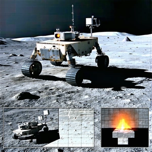 A Robotic Vehicle On A Rocky Surface, Possibly On The Moon