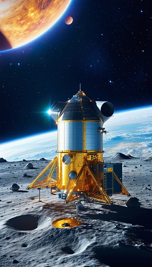 A Space Shuttle On The Moon, With A Large Dome On Top