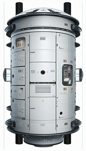 A Large, Cylindrical Spacecraft With A Hollow Interior