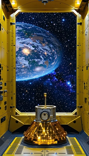 A Large, Round Window With A Stunning View Of The Universe