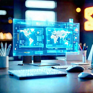 Futuristic tech startup office