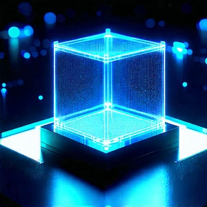 Quantum Computer With Blue Light Glow With Blue Square