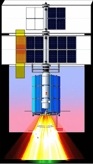 A Space Station Is Shown In A Drawing, With A Large Solar Panel On The Side