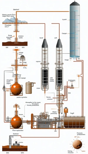 A Diagram Is Shown Of A Chemical Plant, With A Large Orange Tank And A Smaller Orange Tank