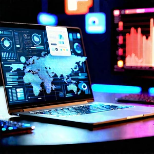 Laptop with data visualization