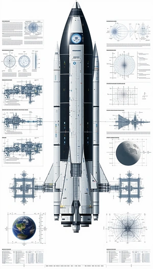 A Large White Space Shuttle Is Shown In A Detailed Diagram