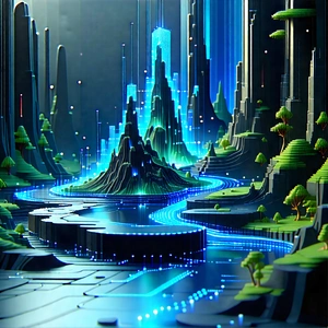 Tech 3d Render: Machine Learning Visualization With Computer-generated Scene