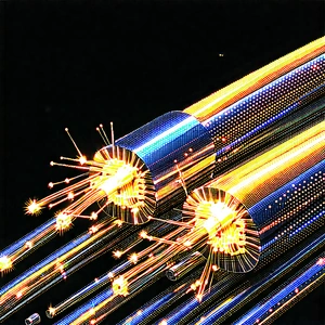 Close-up of fiber optic cables