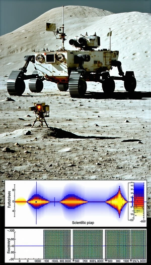 A Large Robotic Vehicle, Possibly A Rover, Driving Across A Rocky Terrain