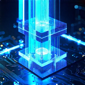 Quantum computer with blue light glow